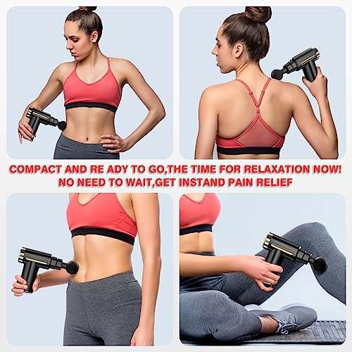 Cotsoco Mini Massage Gun Deep Tissue,6 Speeds Cordless Handheld Muscle Massager with 4 Heads - W/Voucher Sold by Go Fun Club (Prime Excl)