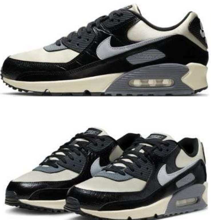 Nike Air Max 90 Trainers - Sail, Lightt Smoke Grey, Sizes 3.5-7.5