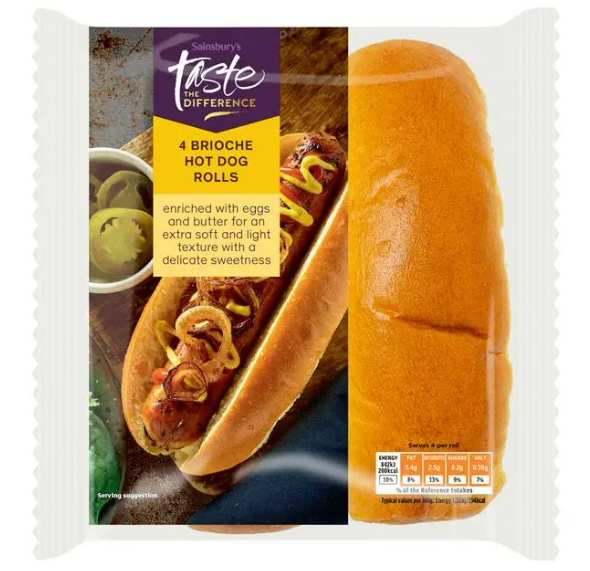 Sainsbury's 4 x Brioche Hot Dog Rolls, Taste the Difference - Nectar Price