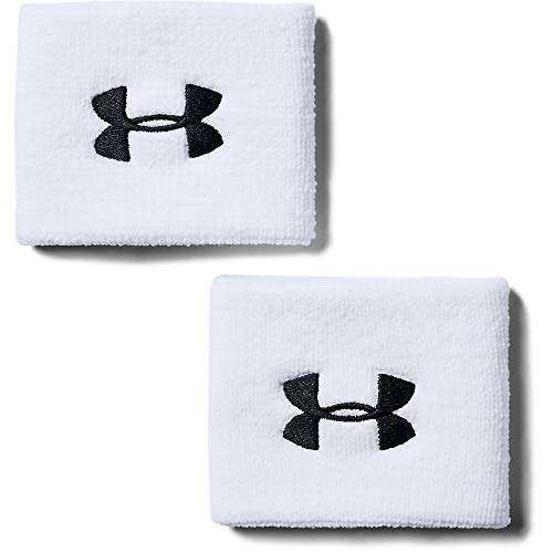 Under Armour Unisex 2023 UA Heatgear NS Anti-Odor Arch Support Mesh Socks & Under Armour Sweat Bands (White)