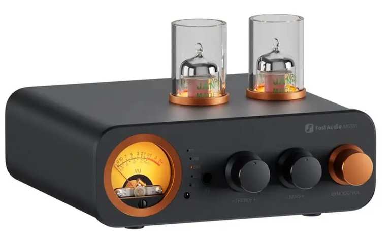 Fosi Audio MC331 Tube Integrated Amplifier with DAC, Stereo Power Amp, Bluetooth and USB/OPT/COAX/RCA (HIFI MADE FUN Store) With Code