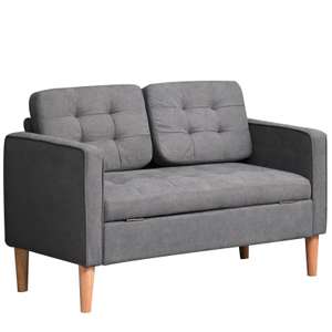 HOMCOM Modern 2 Seater Sofa with Hidden Storage available in Grey \ Light Grey (with Code)