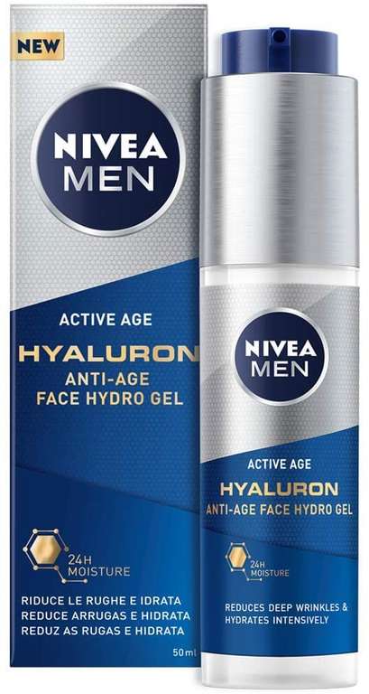 Nivea Men Hyaluron Face Gel (50 ml), Anti Wrinkle Face Moisturiser for Men £6.99 @ Amazon (Prime Exclusive Deal)