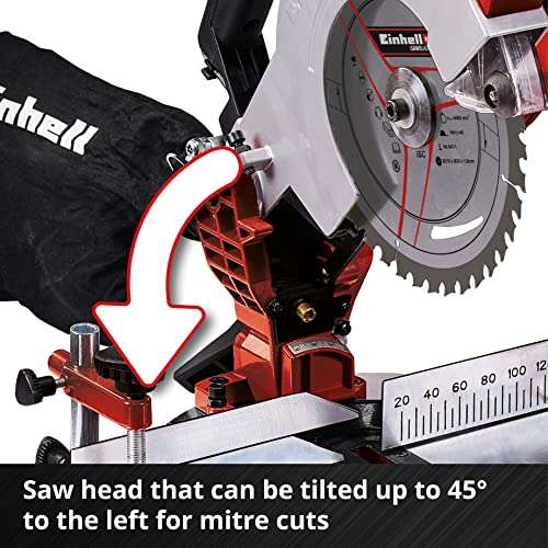 Einhell Power X-Change 18V Mitre Saw - 3000 RPM Circular Saw With Work Table