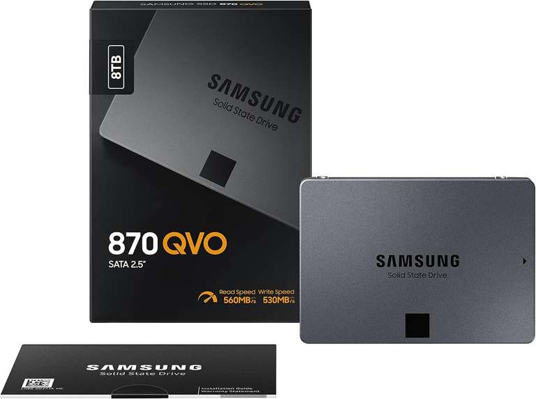8TB - Samsung 870 QVO SATA 2.5 Inch Internal Solid State Drive (SSD) (MZ-77Q8T0), Black (Prime exclusive)
