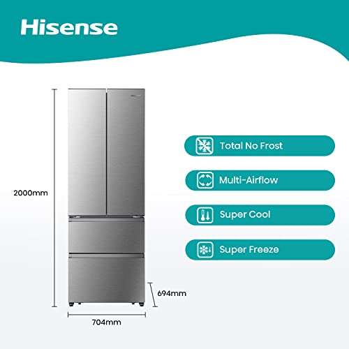 Hisense RF632N4BCF Freestanding Multi Door Fridge Freezer, No Frost, F Rated, Silver, 485 liters - £549.99 @ Amazon