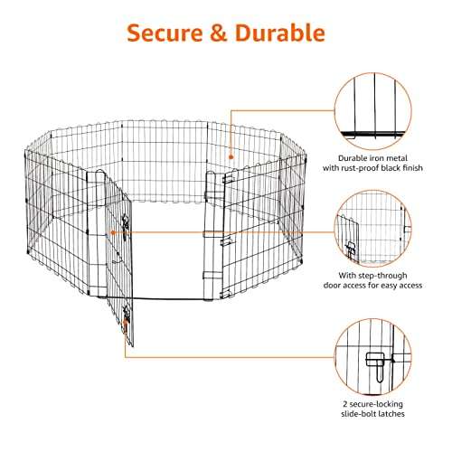 Amazon Basics Foldable Metal Dog and Pet Exercise Playpen - With door - 24-inch (61-cm) £25.49 @ Amazon