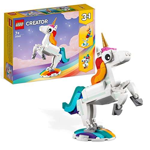 LEGO 31140 Creator 3 in 1 Magical Unicorn Toy to Seahorse to Peacock £7.20 @ Amazon