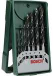 Bosch 7pc. Mini-X-Line Brad Point Wood Drill Bit Set (for Soft- and Hardwood, Ø 3-10 mm, Accessories Drill Driver and Drill Stand)