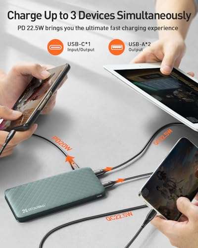 Coolreall Power Bank, 22.5W Fast Charging 10000mAh Portable Charger PD3.0 QC4.0, Powerbank w/voucher - Sold by EU-ZJD