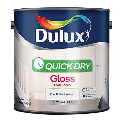 Dulux Quick Dry Gloss Paint For Wood And Metal - Pure Brilliant White 2. 5 Litres £16.99 @ Amazon