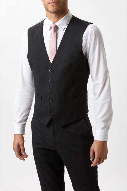 Slim Fit Charcoal Essential Three-Piece Suit £50.57 with code + £3.99 Delivery @ Burton