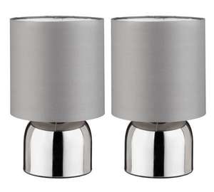 Argos Home Pair of Touch Table Lamps - Flint Grey and Chrome - free collection