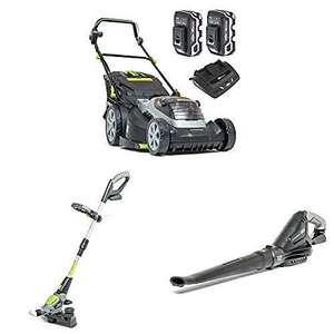 Cordless lawnmower, leaf blower and grass trimmer bundle
