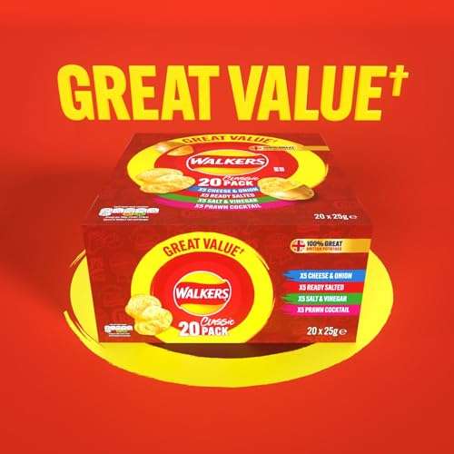 Walkers Classic Variety Multipack Crisps Box 20x25g (£3.40/£3.60 subscribe and save)