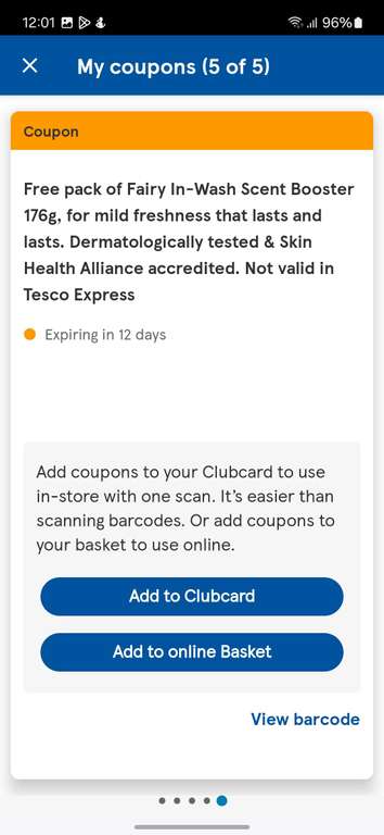 Free Fairy Fresh In-Wash Scent Booster 176G via app coupon - Selected Clubcard Accounts