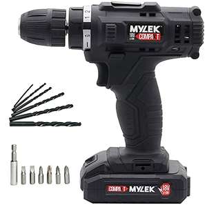 MYLEK MYW09 18V Cordless Drill Electric Screwdriver Set, 18 Volts Combi Driver + DIY Accessory Kit £23.96 @ Amazon