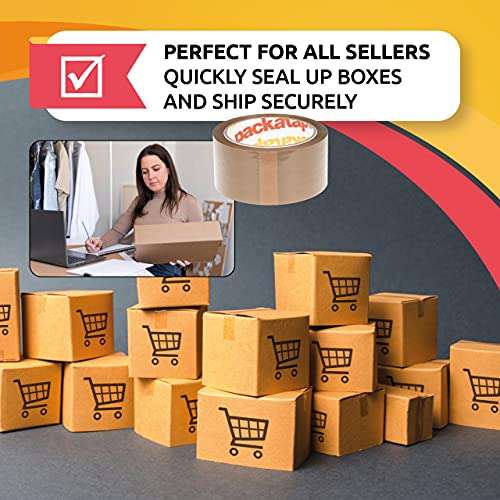Packatape General Purpose Brown Packaging Tape 6 Rolls Cellotape Per Carton 48mm x 66m - £6.99 / £6.29 S&S @ Amazon