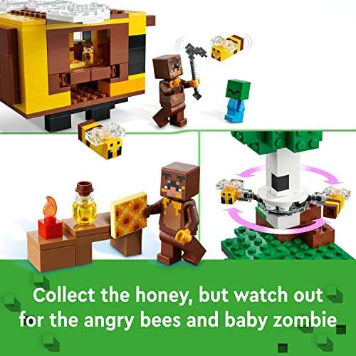 LEGO 21241 Minecraft The Bee Cottage Construction Toy with Buildable House, Farm, Baby Zombie and Animal Figures