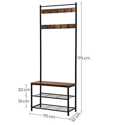 VASAGLE Hallway Coat Rack with Bench, Shelves and Hooks - £43.34 - @ Amazon sold by Songmics