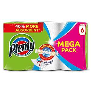 Plenty Kitchen Towel 6 White Rolls, £7.65 (possibly £3.82 Subscribe & Save with voucher) @ Amazon