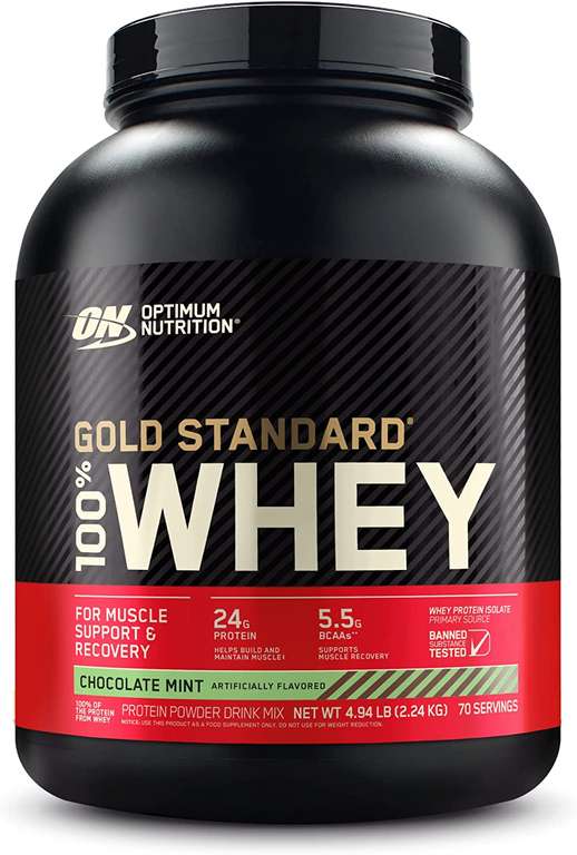 Optimum Nutrition Gold Standard Whey Muscle Building and Recovery Protein Powder - Chocolate Mint, 73 Servings, 2.26kg £25.20 S&S
