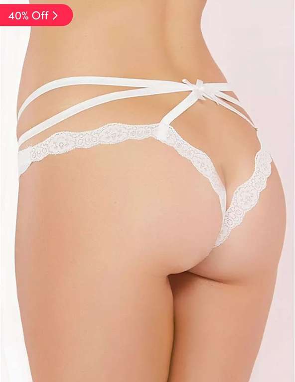 Seven 'til Midnight Crotchless White Lace and Mesh Cage Briefs size 6-8 only - £5.99 + £4.99 delivery with code @ Love Honey