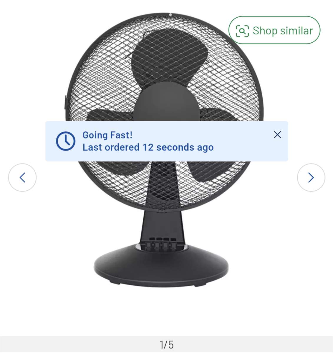 Challenge Black Oscillating Desk Fan 
