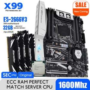 HUANANZHI X99-TF Motherboard Set with Xeon E5 2666 V3 10 core, 20 threads and 32GB 1600MHz DDR3 ECC Memory - £180.28 @ AliExpress CPU Store