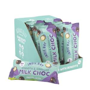 Indie Bay Snacks - Spelt & Milk Chocolate Pretzels (14 x 31g) - Healthy Low Calorie Chocolate Snack £8.93 / £8.48 Subscribe & Save @ Amazon