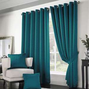 Alan Symonds Madison Fully Lined Curtains - Teal 66 x 90 £39.99 @ Home Bargains - Free delivery