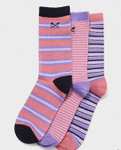 3 Pack - Crew Clothing Women’s Bamboo Socks (Size 4-8 / Select Colours e.g Pink Purple Stripe) - W/Code