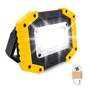 Trongle LED Rechargeable Work Lights, 30W Floodlight Battery Security Light with 3 Modes Outdoor COB Floodlight Camping - £11.99 @ Amazon