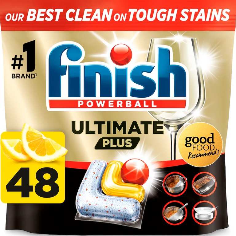 Finish Ultimate Plus All In One 48 Dishwasher Tablets Lemon 585.6g. 4 for £20.70 = £5.18 each with Clubcard (Online only, £50 minimum spend)