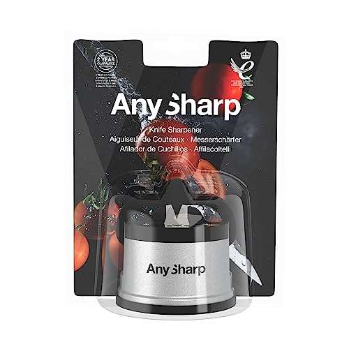 AnySharp Knife Sharpener with PowerGrip, Silver, One Size - £8 @ Amazon