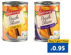 2 x Freshona Peach Slices 425ml, Light Syrup / Grape Juice - multiple uses with coupon via Lidl Plus App