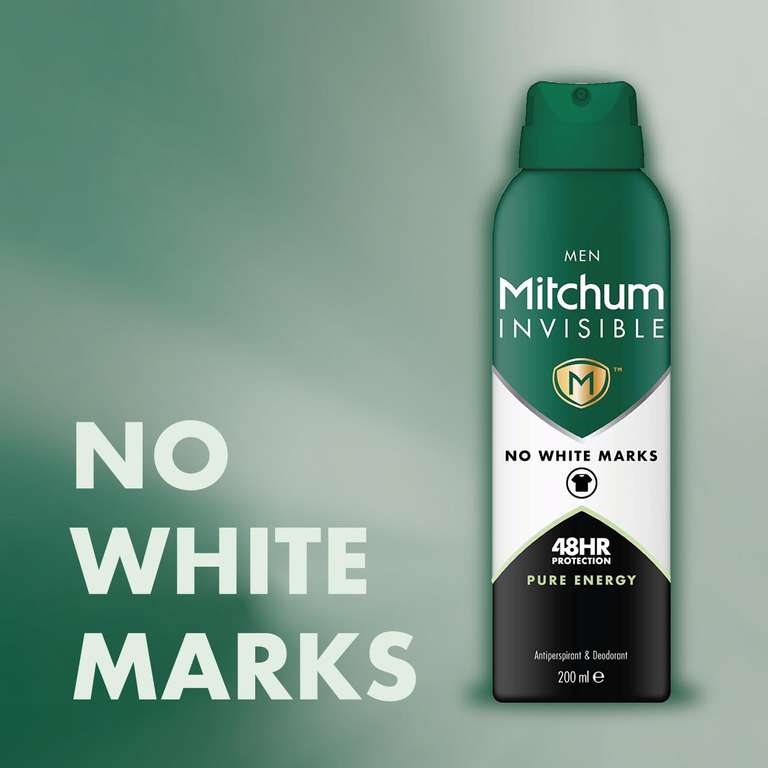 Mitchum Invisible Men 48HR Protection Aerosol Deodorant & Anti-Perspirant, No White Marks, Alcohol Free, 200ml (£1.98/£1.87 on S&S)