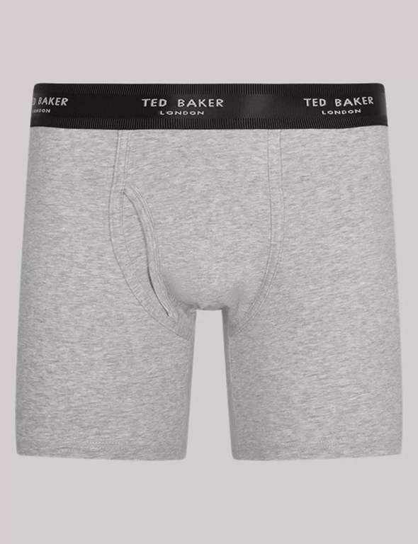 Ted Baker 3 Pack Longer Length Cotten Rich Trunks - (Grey Mix, Black) £17 Free Click & Collect @ Marks & Spencer