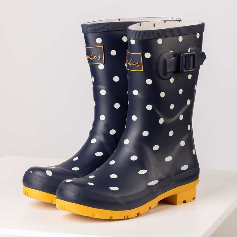 Joules Women's Navy Spot Molly Welly Wellington Boots (also 2 for £25 in-store only).