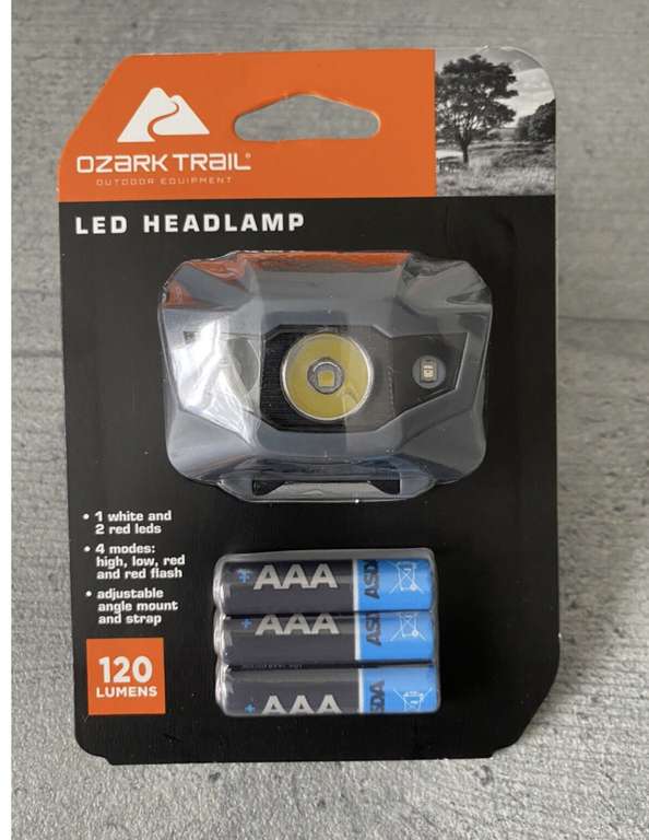 Asda Ozark Trail LED Outdoor Headlamp 120 Lumens + Batteries Included in Rochdale