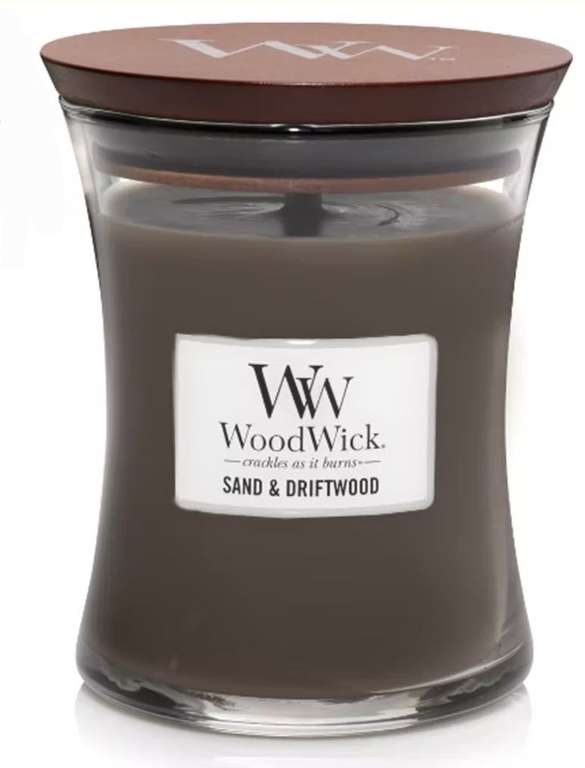 WoodWick Sand & Driftwood Medium Jar Candle now £10 + £1.50 Click and Collect (Free over £15 spend) @ Boots