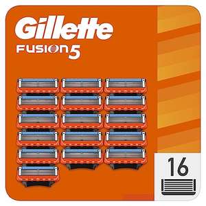 Gillette Fusion5 Razor 16.20£for first S&S,Pack of 16 Razor Blade Refills with Precision Trimmer, 5 Anti-Friction Blades