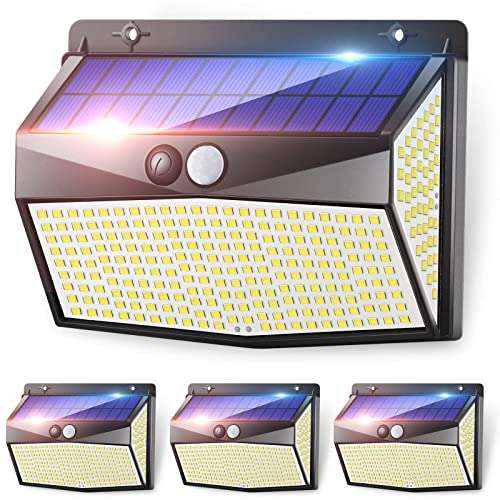 (4 Pack) Upgraded Solar Security Lights Outdoor Motion Sensor 318LED IP65 Waterproof 3 Modes £22.99 (With Code) Sold By HiLiantEU FB Amazon