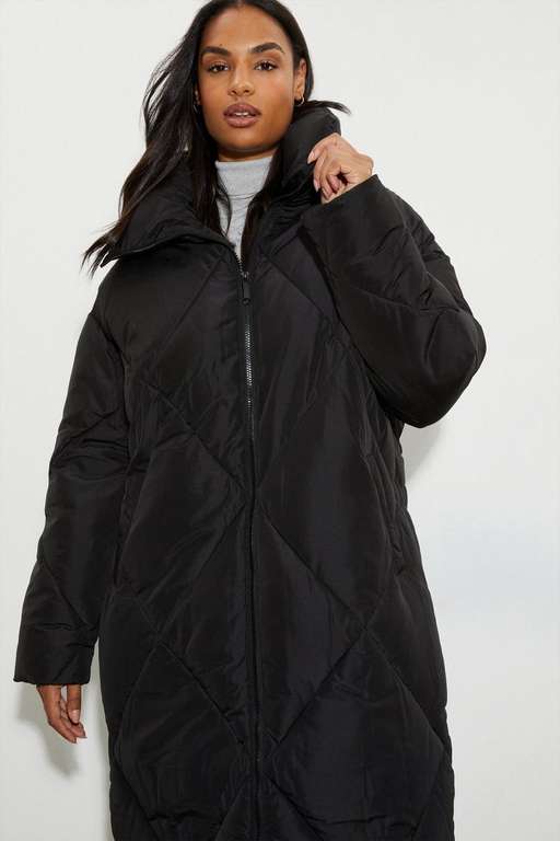 Coats £30 and under e.g. Oversized Diamond Padded Longline Coat £30 + £3.99 delivery - free standard delivery over £50 at Dorothy Perkins