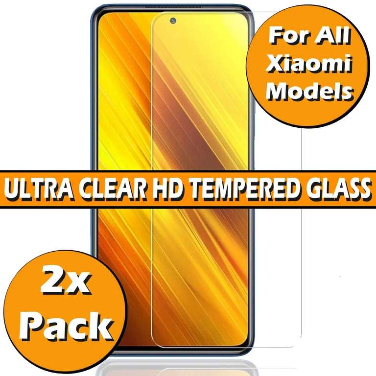 2X Tempered Glass Screen Protector for Xiaomi Poco X3/ X3 Pro/ Redmi Poco X3  NFC