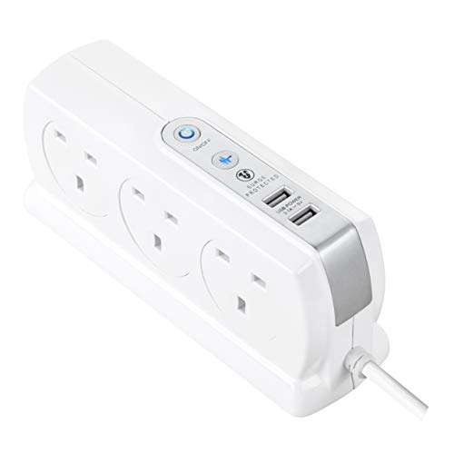Masterplug 2M 6-Gang Compact Surge Extension Lead + 2 x 3.1A USB Slot - Polished White £18.98 delivered, using code @ MyMemory