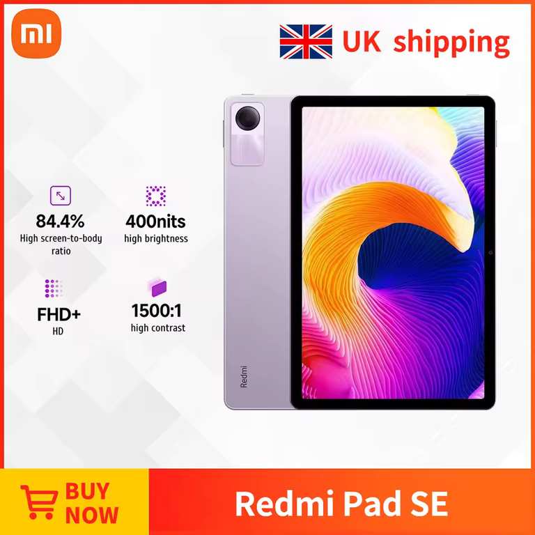 Xiaomi Redmi Pad SE 11" 90Hz Display 4GB 128GB Quad Speakers 8000mAh Lavender Purple with Code - Sold By XIAOMI LOCAL Authorized Store