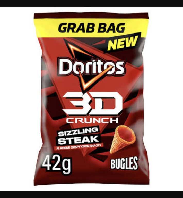 Doritos 3D Crunch Sizzling Steak Crisps Grab Bag 42g - Instore Bradford