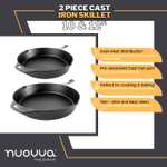 nuovva 2pcs Cast Iron Skillet Set – Pre Seasoned Skillet Frying Pan – (10-inch 25cm and 12-inch 30cm) Sold By Malmo F/B Amazon