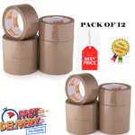 12 x Strong Brown Tape Buff Parcel Packing Tape 48MM X 66M Box Sealing Rolls @ the_shop_zone